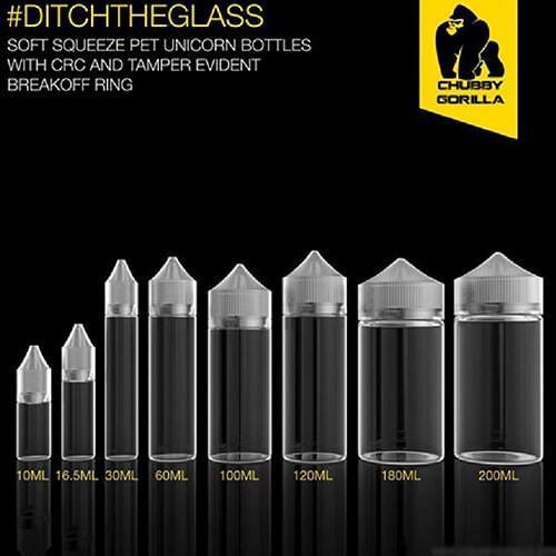 Chubby Gorilla Vaping Products - Clear CRC Unicorn Bottle - 15ml